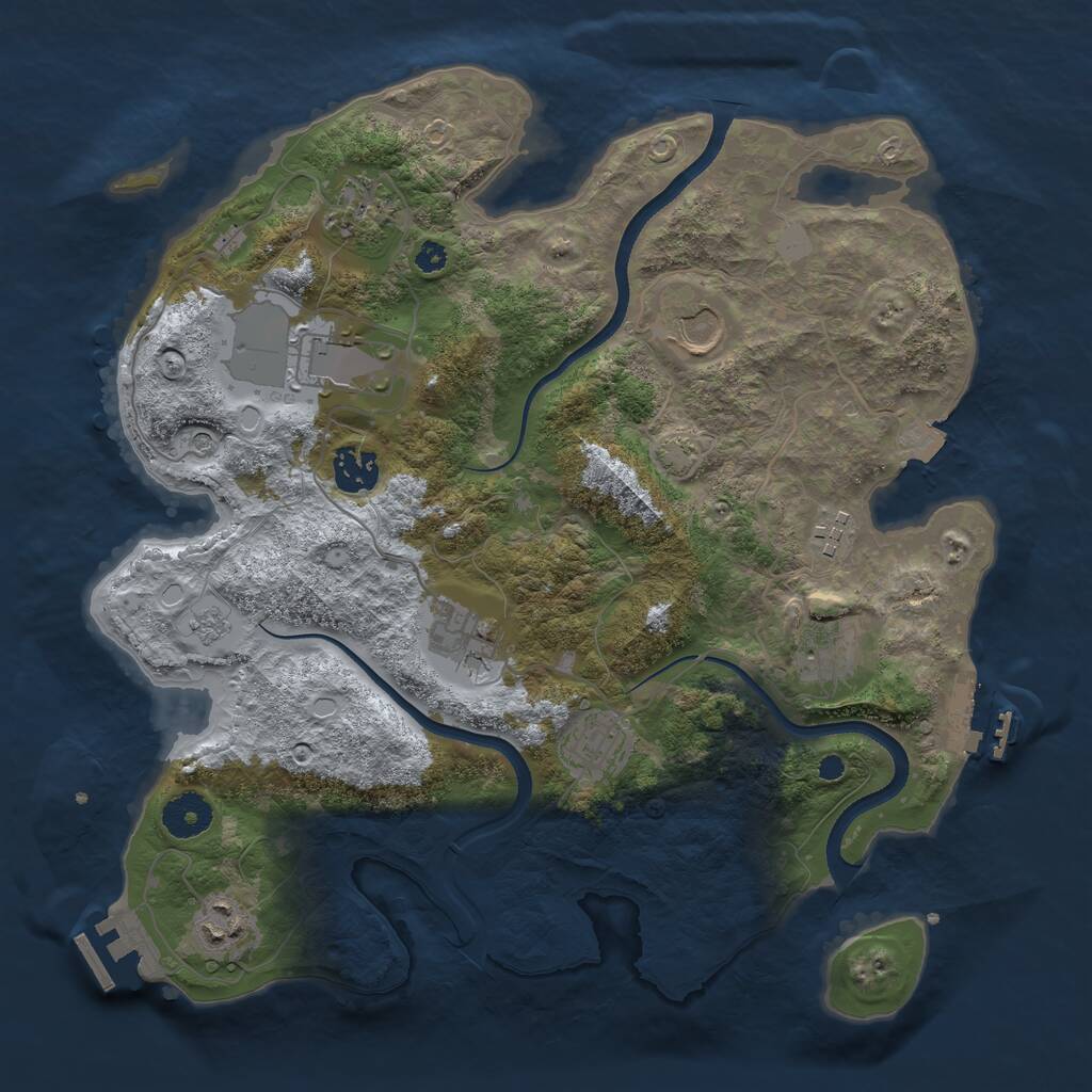 Rust Map: Procedural Map, Size: 3500, Seed: 1334646218, 15 Monuments