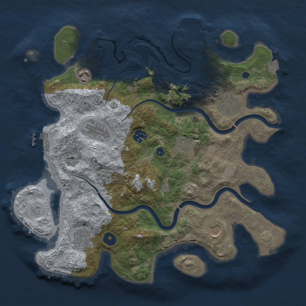 Rust Map: Procedural Map, Size: 3550, Seed: 571462, 14 Monuments