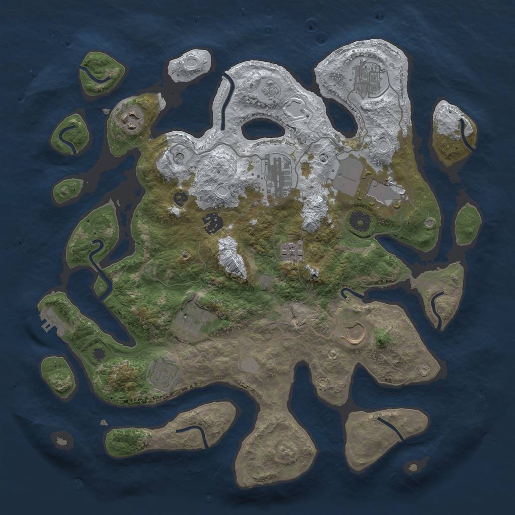 Rust Map: Procedural Map, Size: 3700, Seed: 523871448, 17 Monuments
