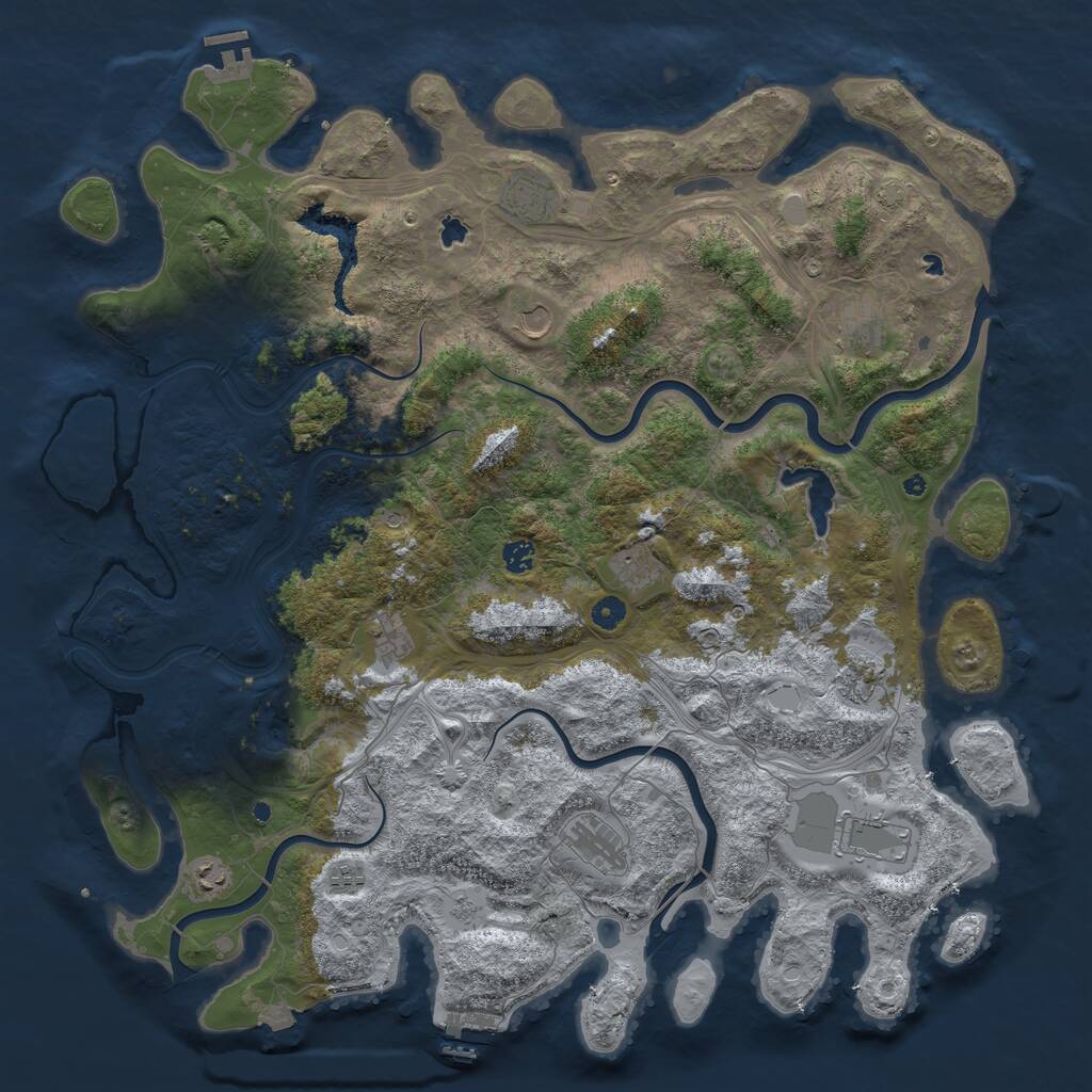 Rust Map: Procedural Map, Size: 4968, Seed: 23424124, 17 Monuments