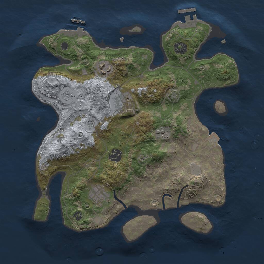 Rust Map: Procedural Map, Size: 3000, Seed: 1237779830, 11 Monuments
