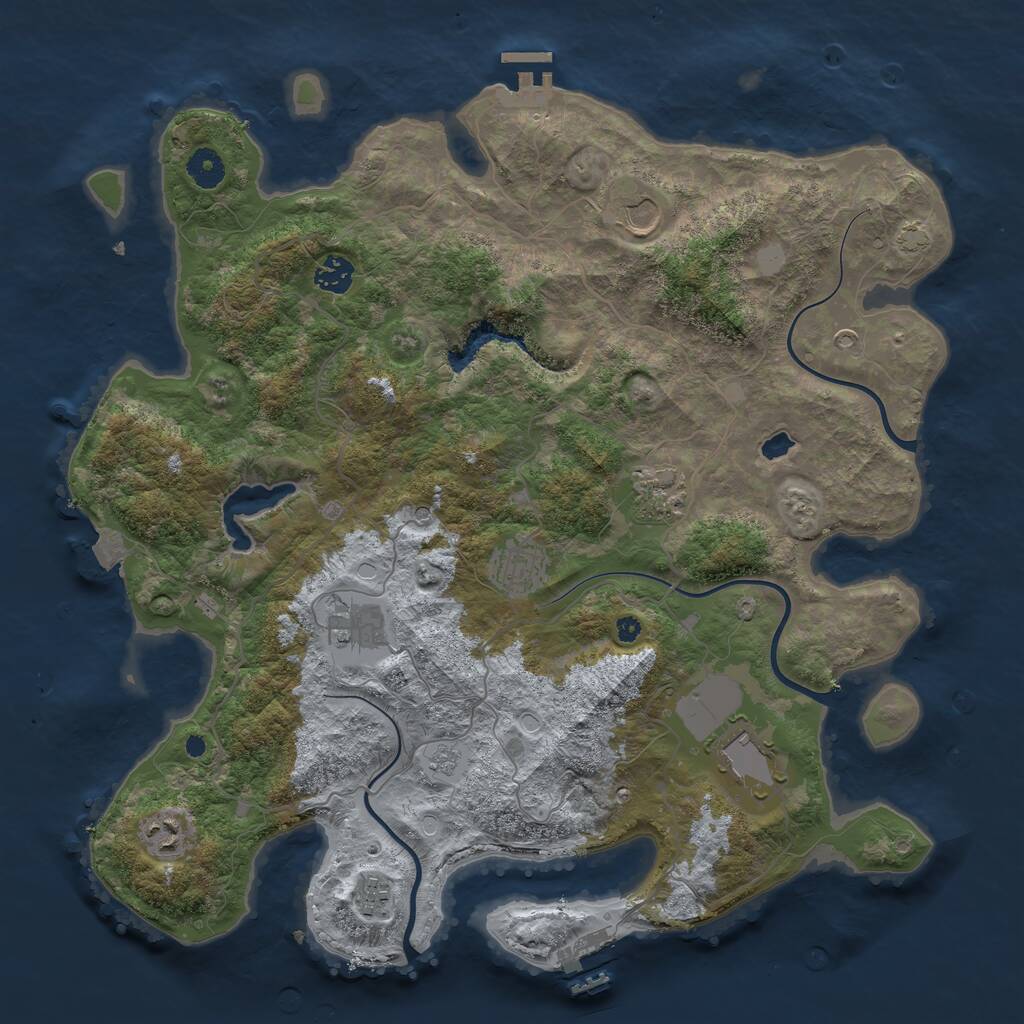 Rust Map: Procedural Map, Size: 4050, Seed: 452749078, 14 Monuments