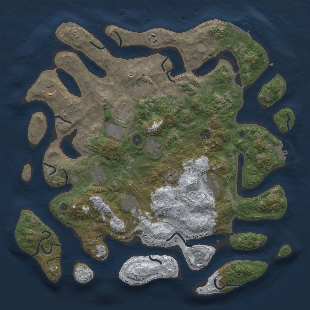 Rust Map: Procedural Map, Size: 4500, Seed: 2556821, 19 Monuments