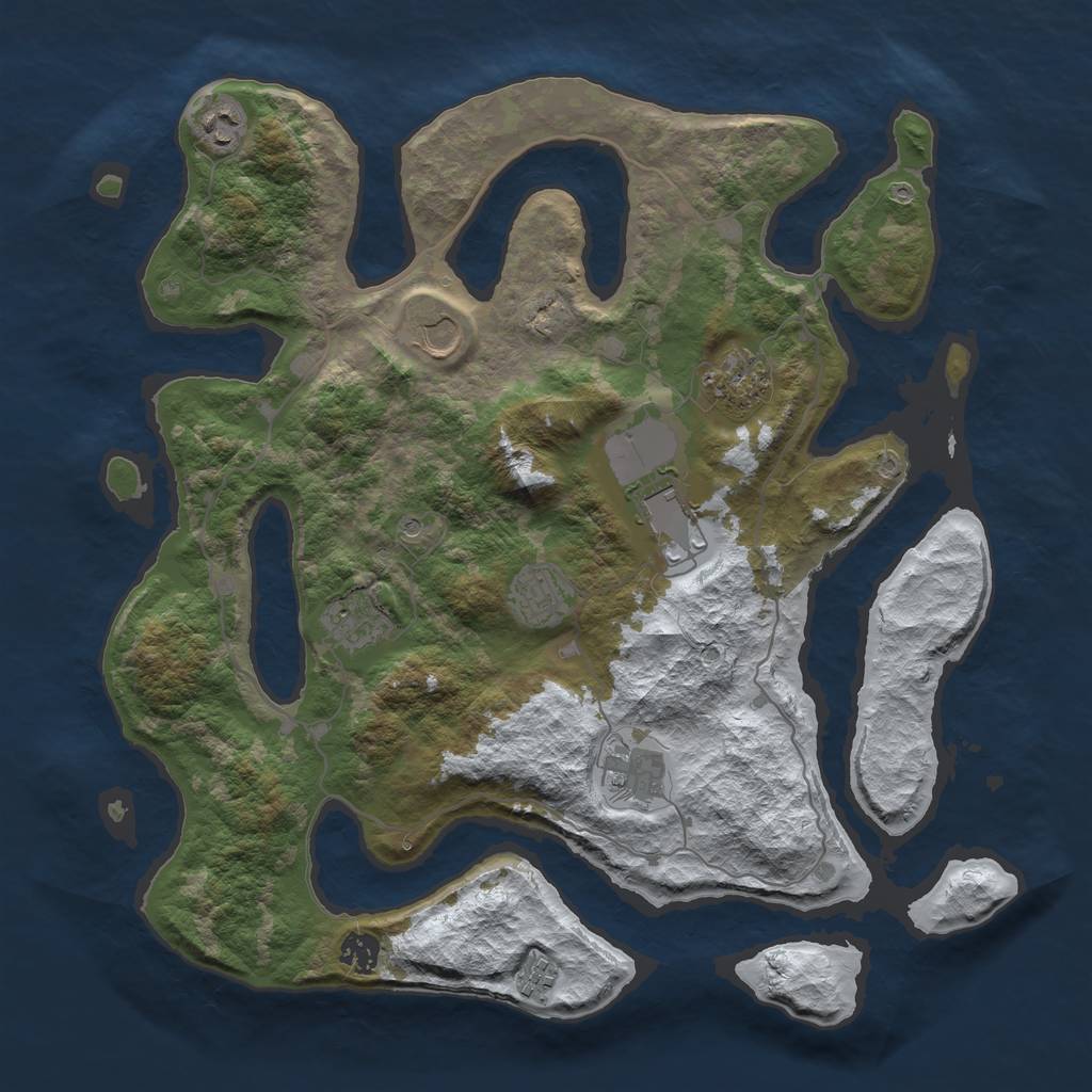 Rust Map: Barren, Size: 4000, Seed: 45645645, 12 Monuments