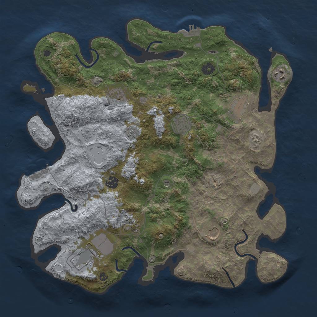Rust Map: Procedural Map, Size: 3800, Seed: 495440, 18 Monuments