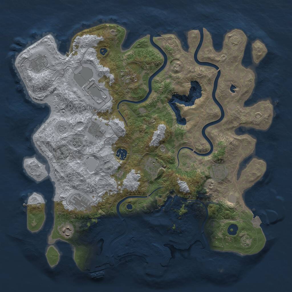 Rust Map: Procedural Map, Size: 4000, Seed: 345, 16 Monuments