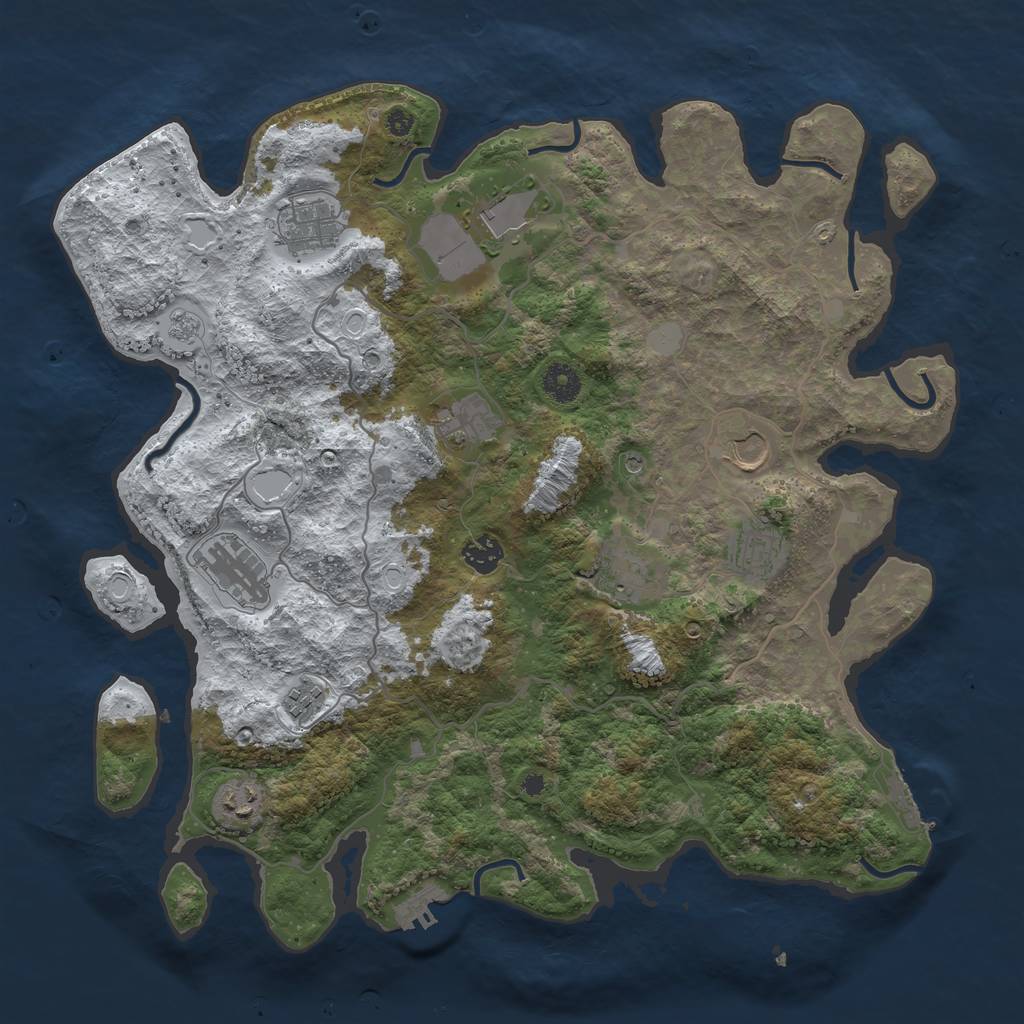 Rust Map: Procedural Map, Size: 4000, Seed: 345, 19 Monuments