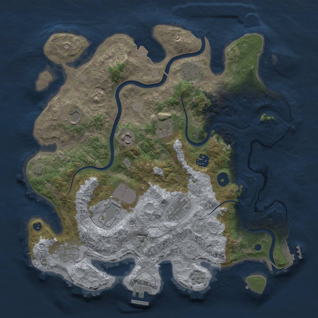 Rust Map: Procedural Map, Size: 3700, Seed: 1064509924, 15 Monuments