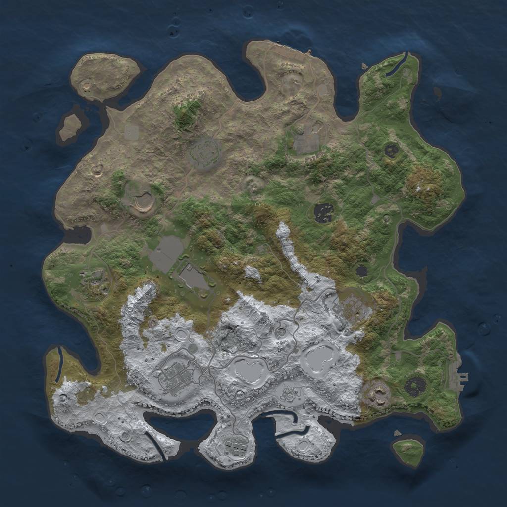 Rust Map: Procedural Map, Size: 3700, Seed: 1064509924, 19 Monuments