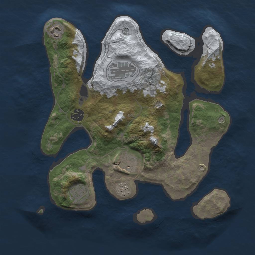 Rust Map: Barren, Size: 3000, Seed: 1695527298, 9 Monuments