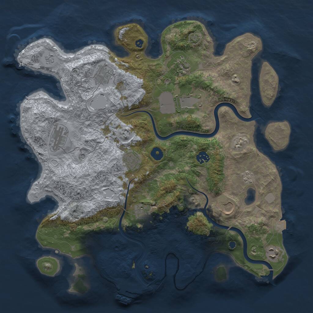 Rust Map: Procedural Map, Size: 3800, Seed: 46068227, 15 Monuments