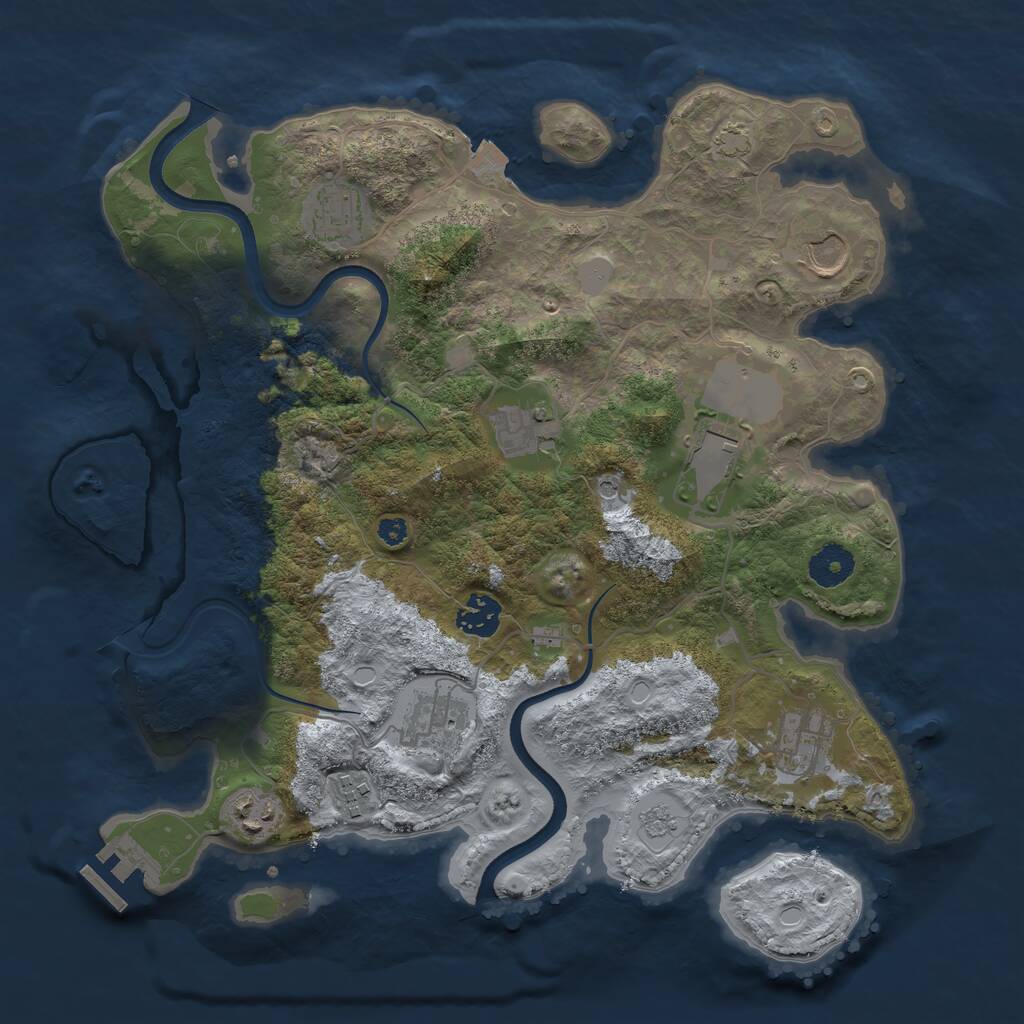 Rust Map: Procedural Map, Size: 3550, Seed: 825110, 14 Monuments
