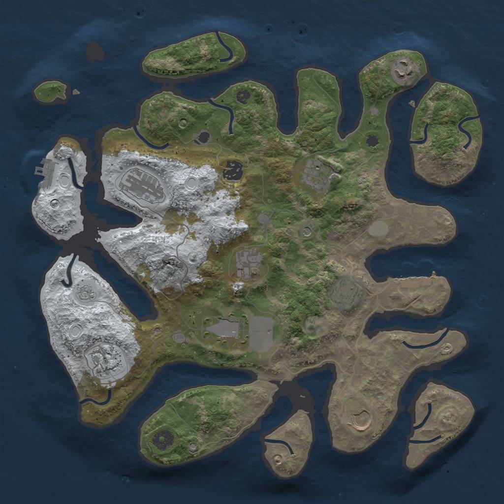 Rust Map: Procedural Map, Size: 3700, Seed: 1259031856, 18 Monuments