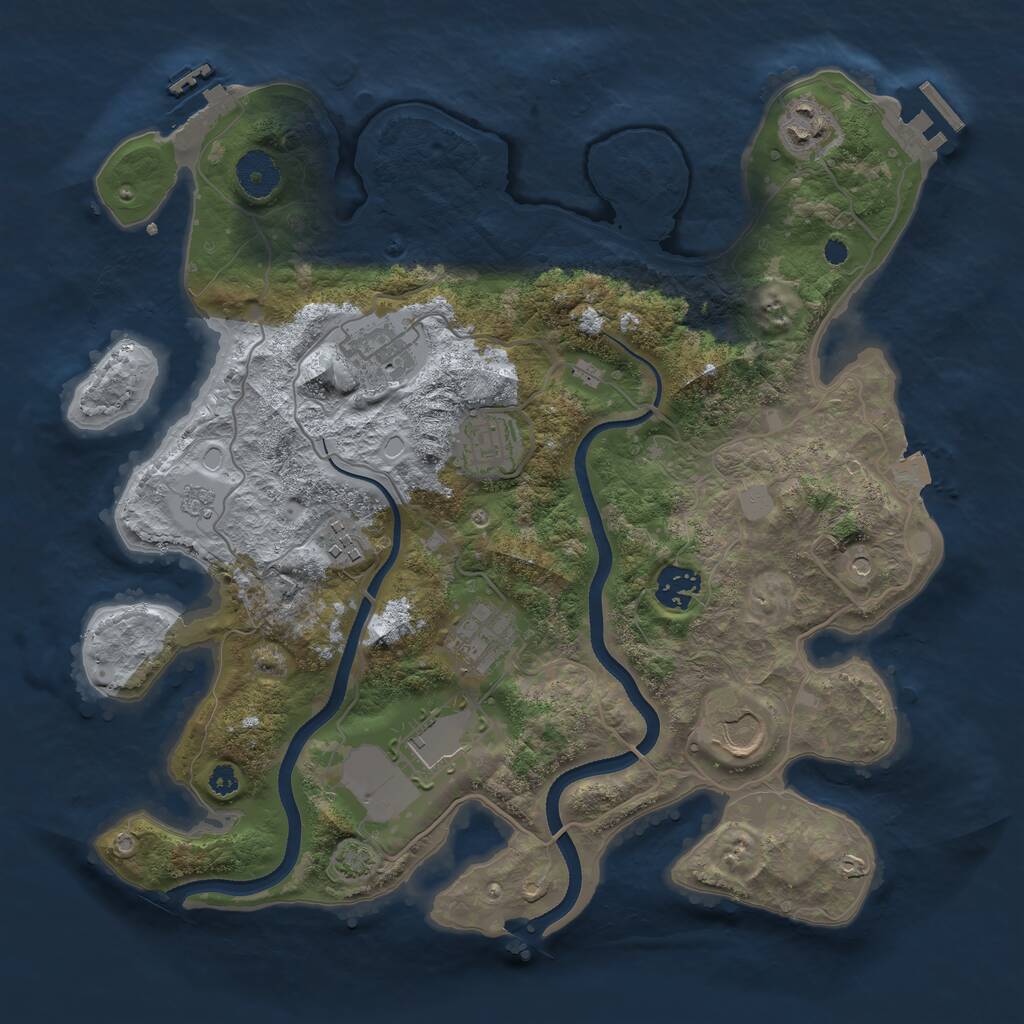 Rust Map: Procedural Map, Size: 3500, Seed: 7961000, 14 Monuments