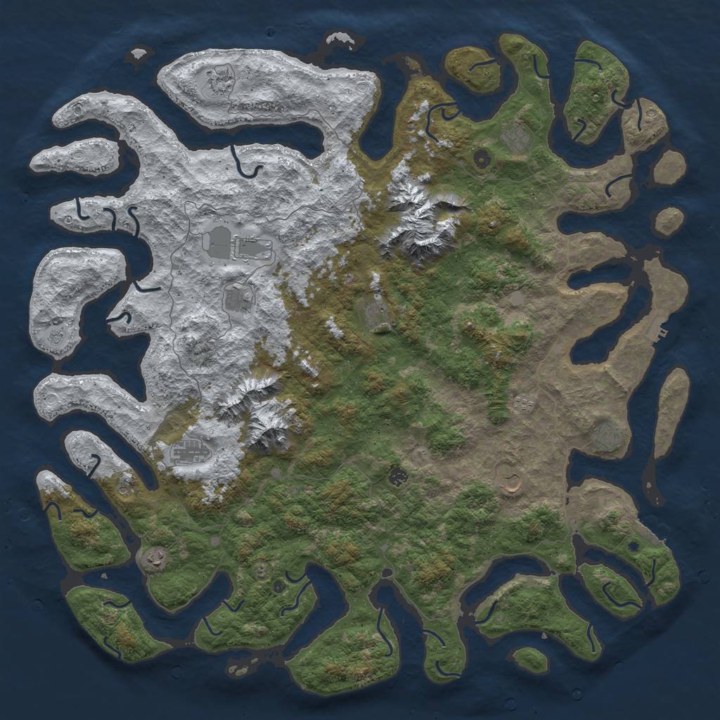 Rust Map: Procedural Map, Size: 6000, Seed: 6543218, 20 Monuments