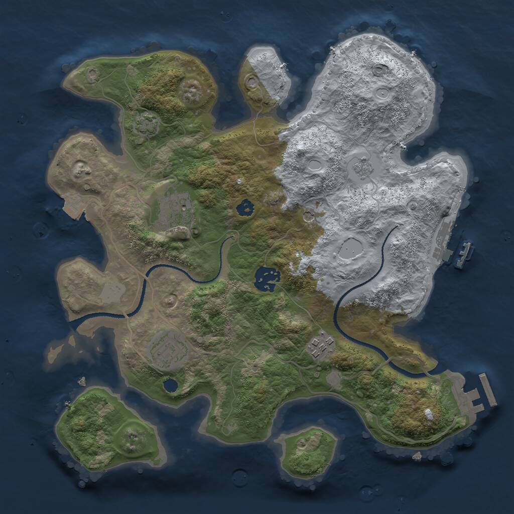 Rust Map: Procedural Map, Size: 3000, Seed: 419720010, 10 Monuments