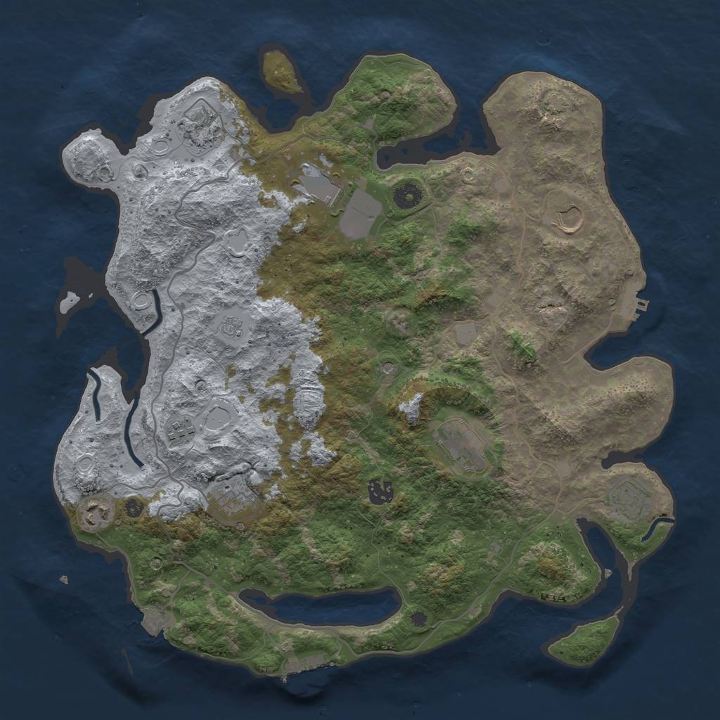 Rust Map: Procedural Map, Size: 4000, Seed: 2506428, 17 Monuments