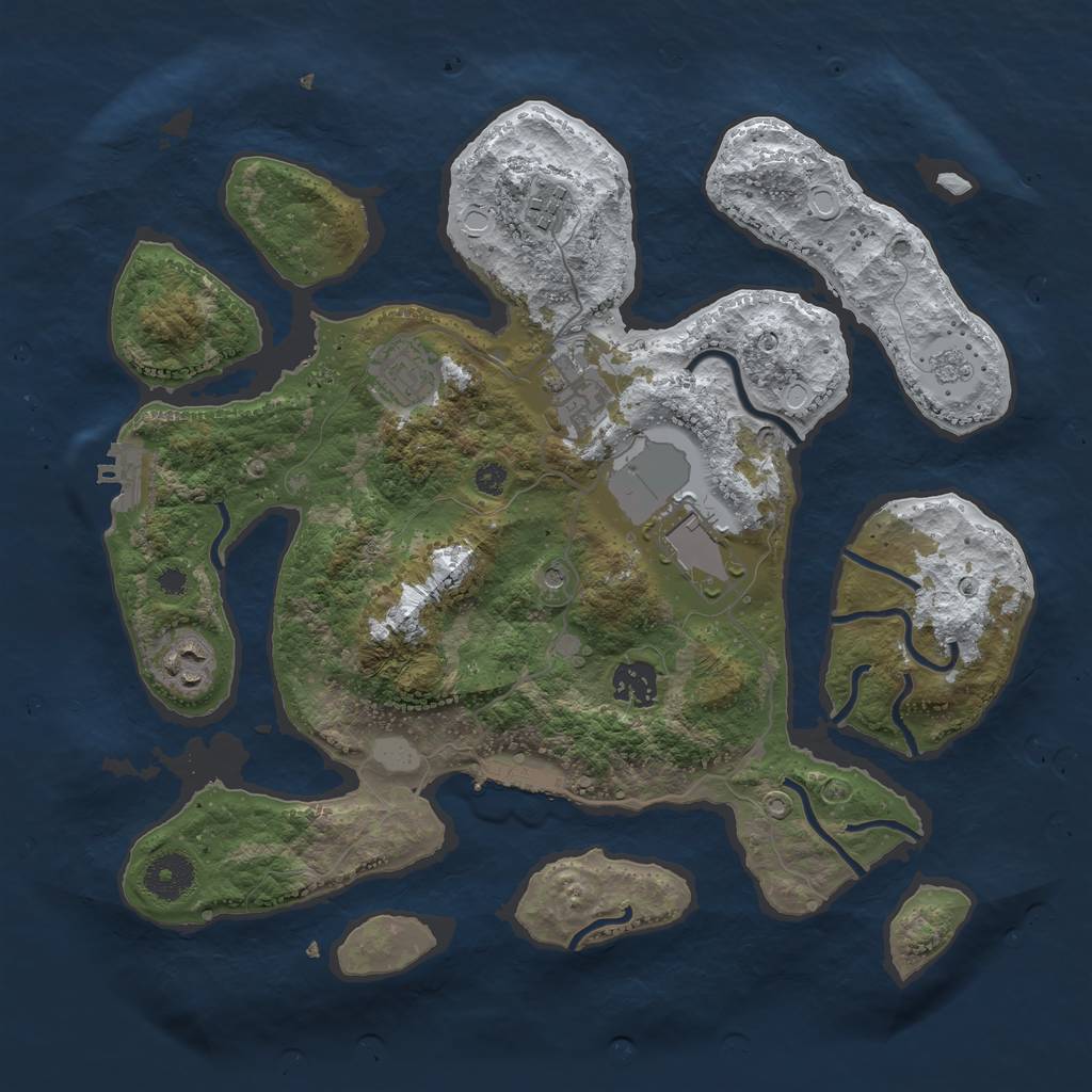 Rust Map: Procedural Map, Size: 3500, Seed: 10584, 15 Monuments