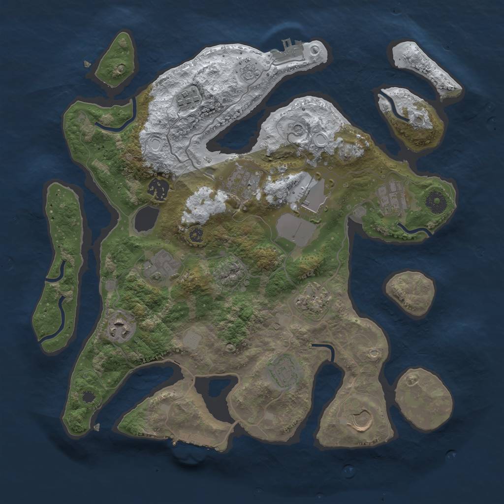 Rust Map: Procedural Map, Size: 3500, Seed: 1436617014, 19 Monuments