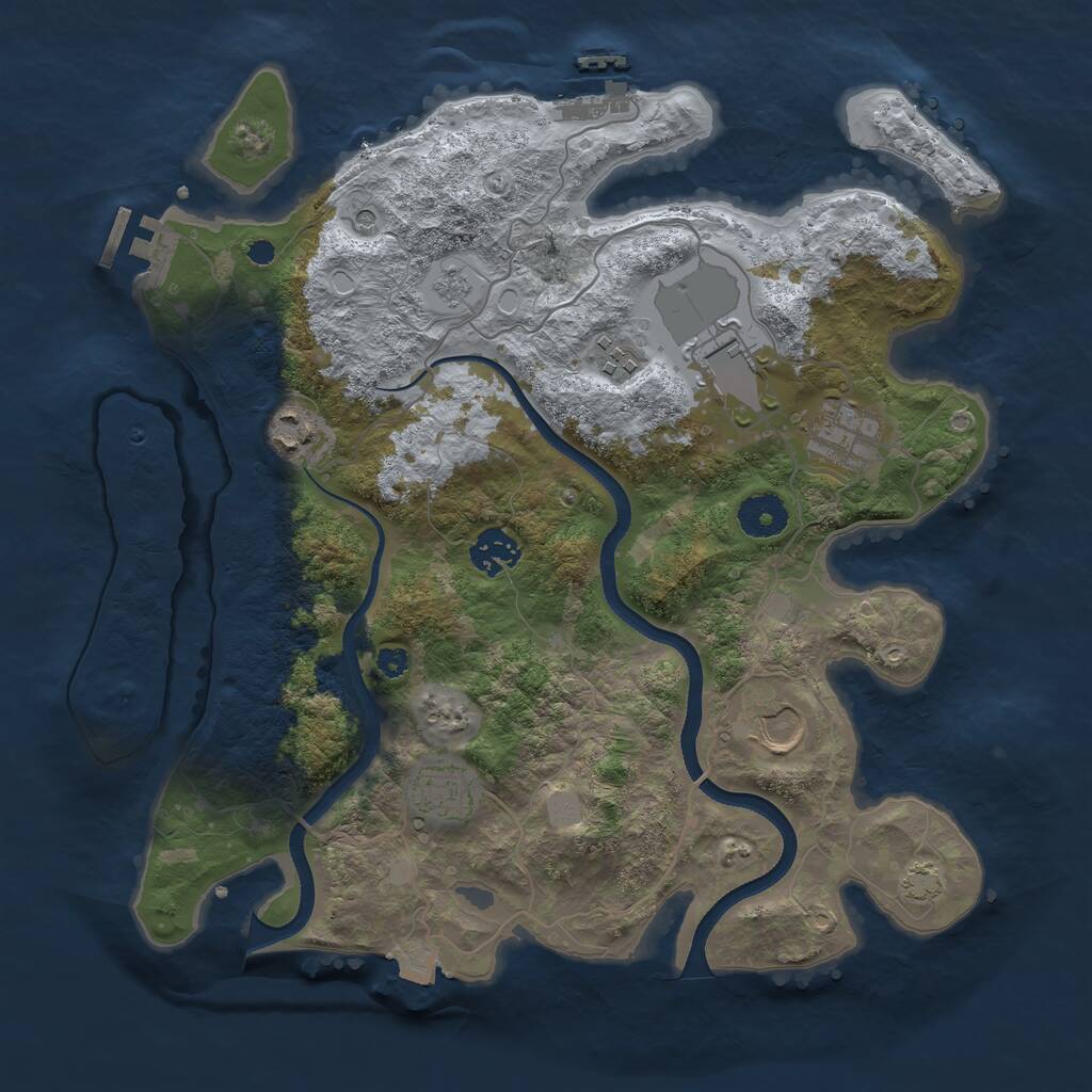 Rust Map: Procedural Map, Size: 3500, Seed: 1436617014, 13 Monuments