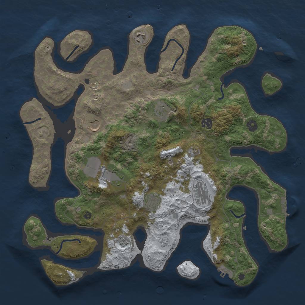 Rust Map: Procedural Map, Size: 4000, Seed: 911911229, 17 Monuments