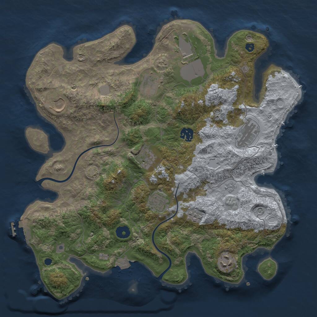 Rust Map: Procedural Map, Size: 3500, Seed: 45132, 14 Monuments