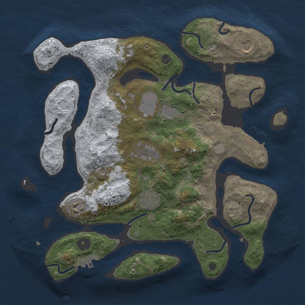 Rust Map: Procedural Map, Size: 3500, Seed: 872343, 14 Monuments