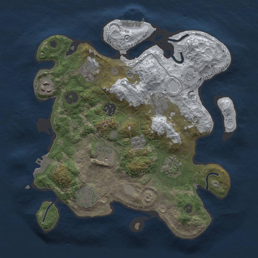 Rust Map: Procedural Map, Size: 3000, Seed: 9423481, 17 Monuments