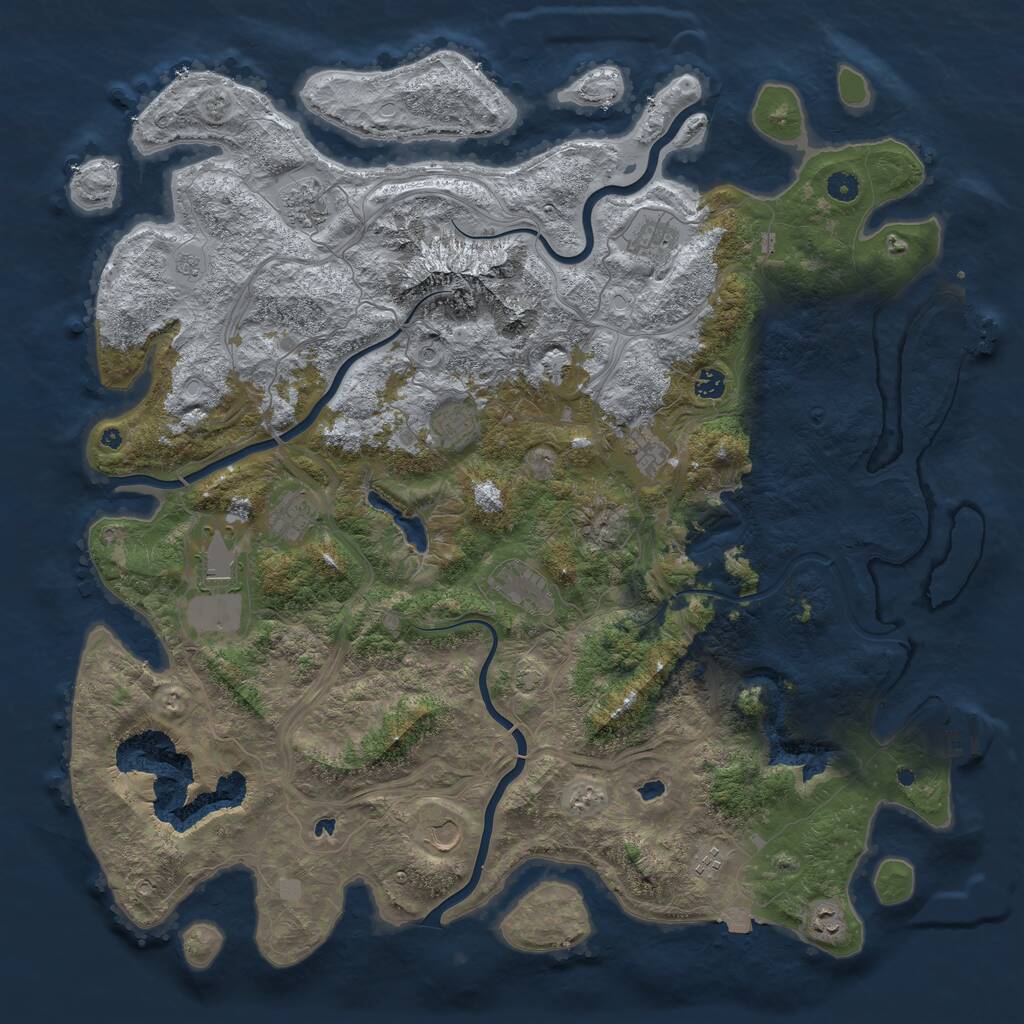 Rust Map: Procedural Map, Size: 5000, Seed: 12312019, 17 Monuments