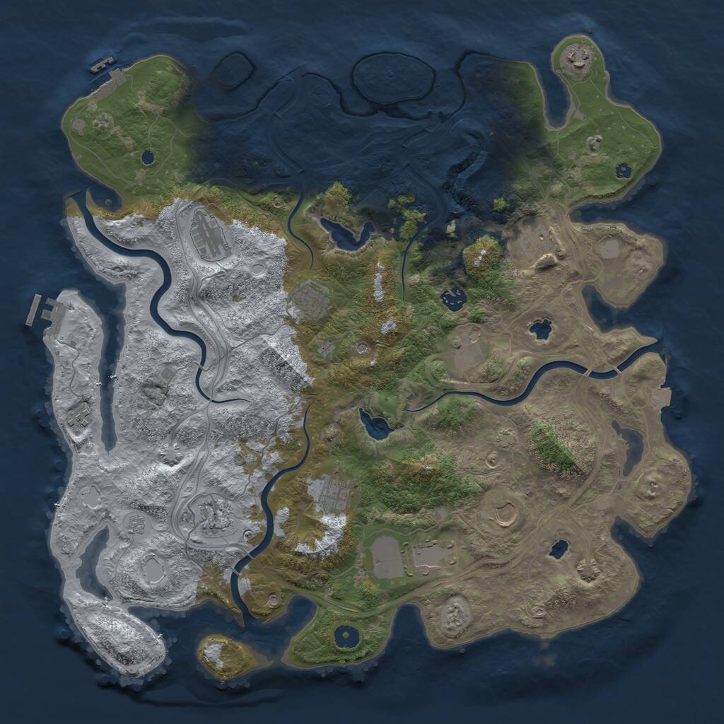 Rust Map: Procedural Map, Size: 4500, Seed: 719643840, 17 Monuments