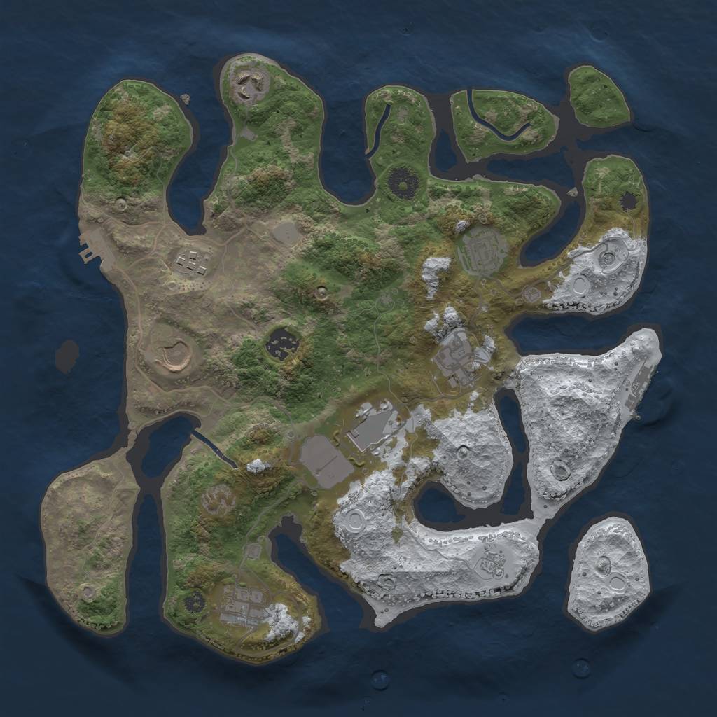 Rust Map: Procedural Map, Size: 3500, Seed: 54879, 17 Monuments