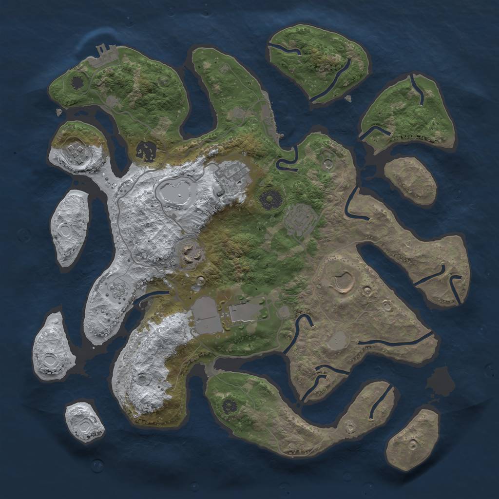 Rust Map: Procedural Map, Size: 3500, Seed: 2105717, 16 Monuments