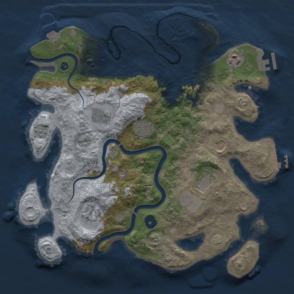 Rust Map: Procedural Map, Size: 3500, Seed: 2105717, 13 Monuments