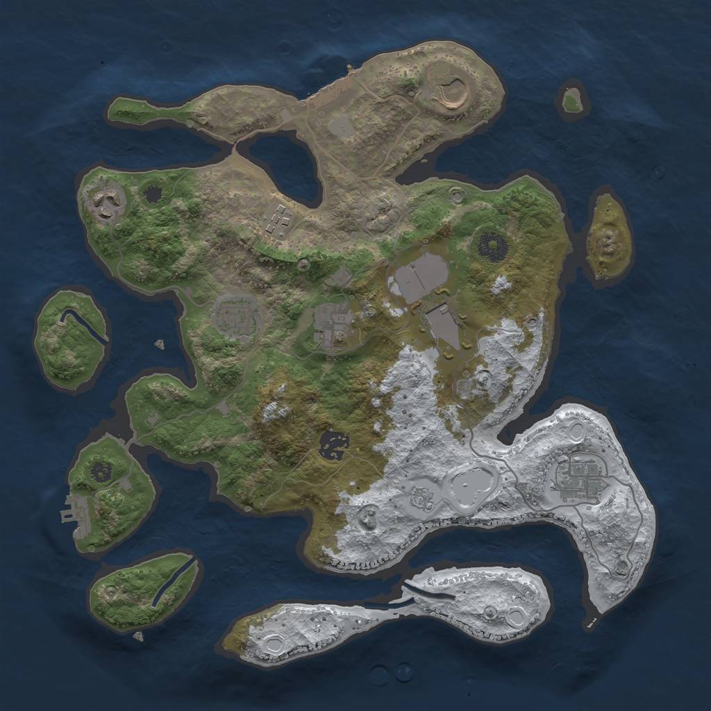 Rust Map: Procedural Map, Size: 3500, Seed: 4978670, 16 Monuments