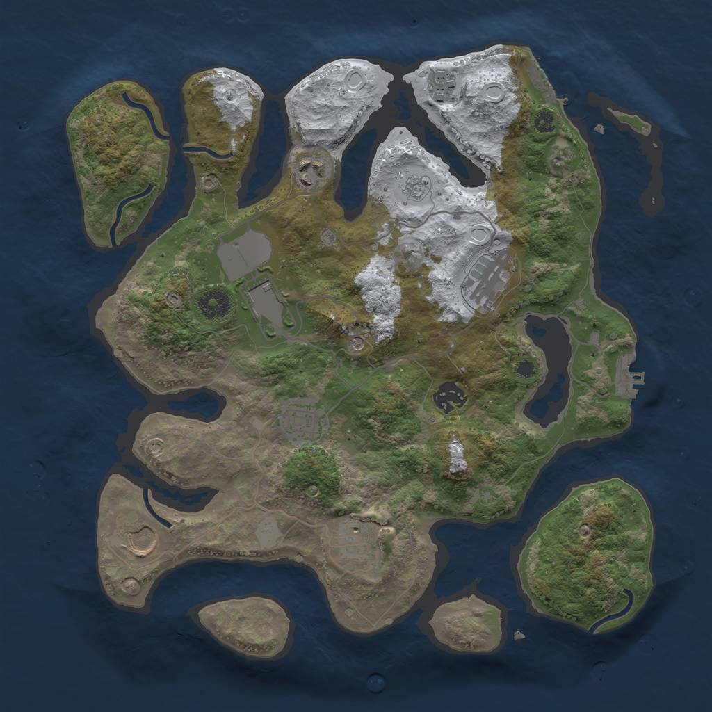 Rust Map: Procedural Map, Size: 3500, Seed: 455, 17 Monuments