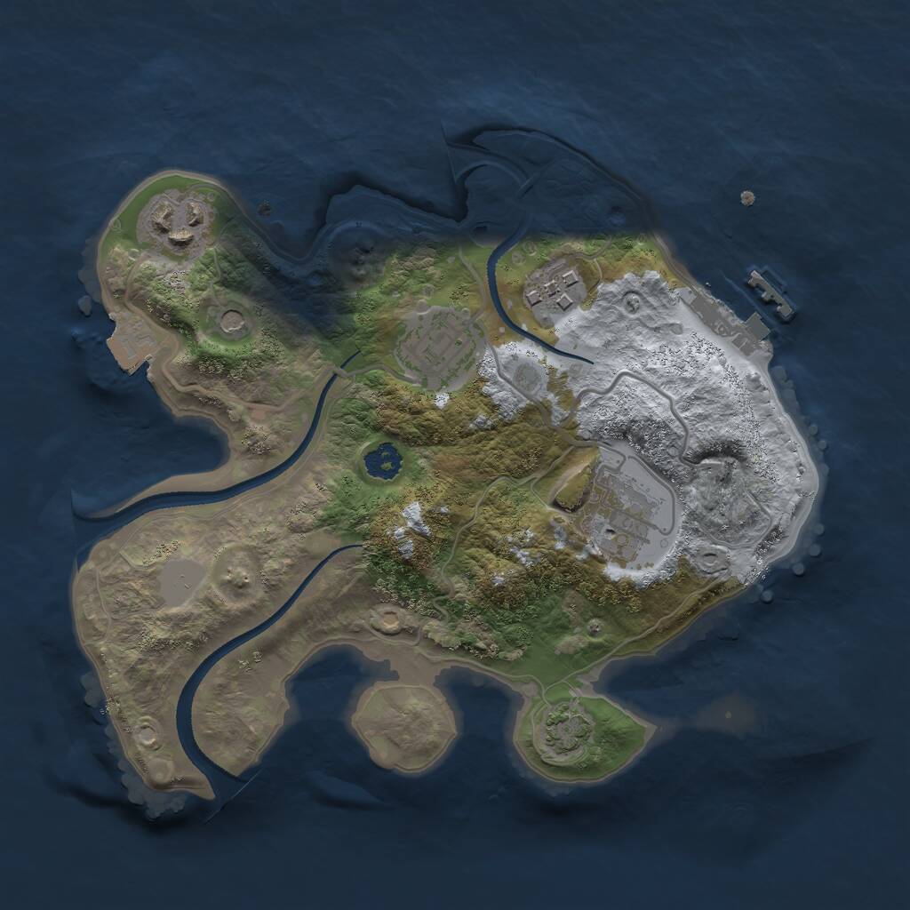 Rust Map: Procedural Map, Size: 2500, Seed: 53, 8 Monuments