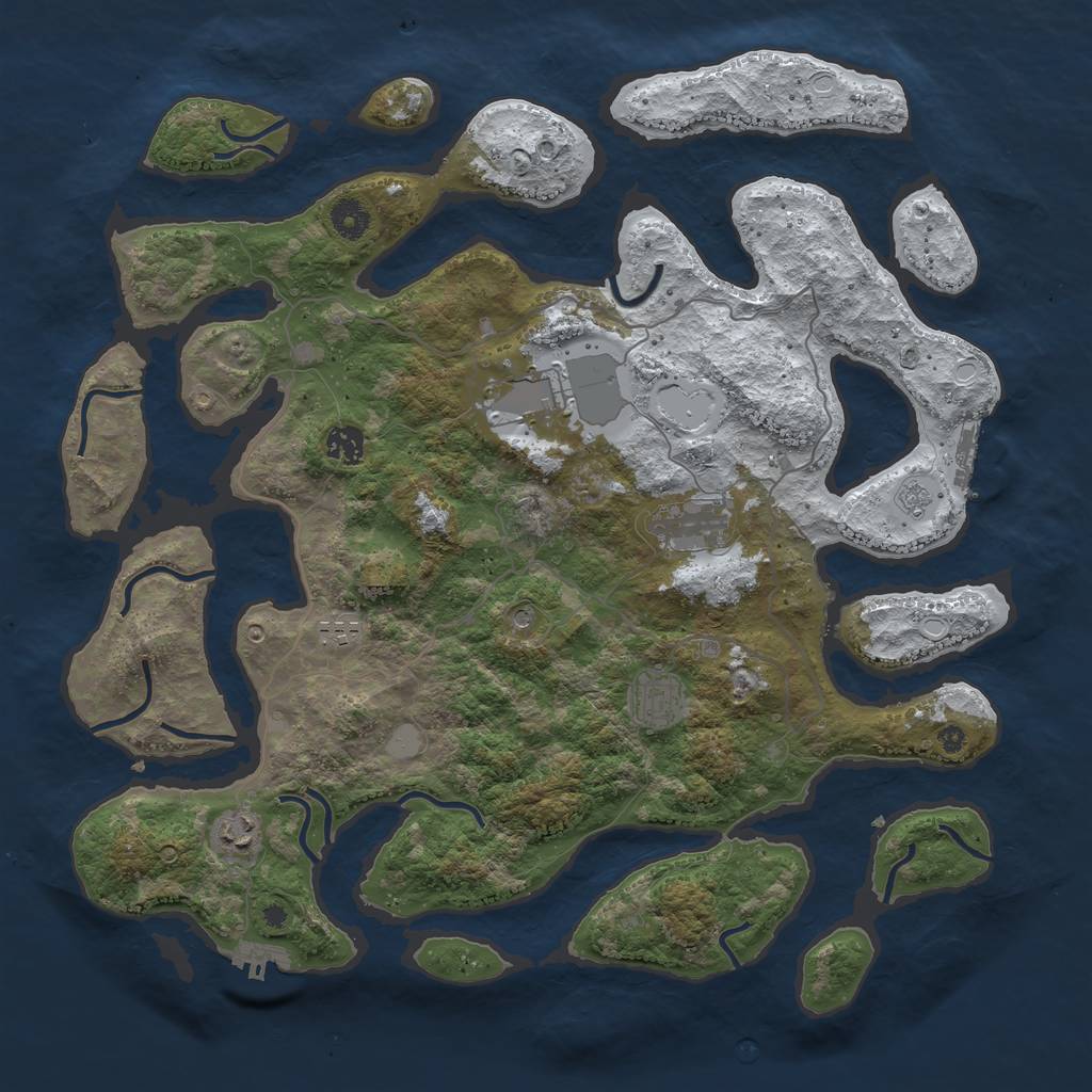 Rust Map: Procedural Map, Size: 4145, Seed: 1234567890, 15 Monuments