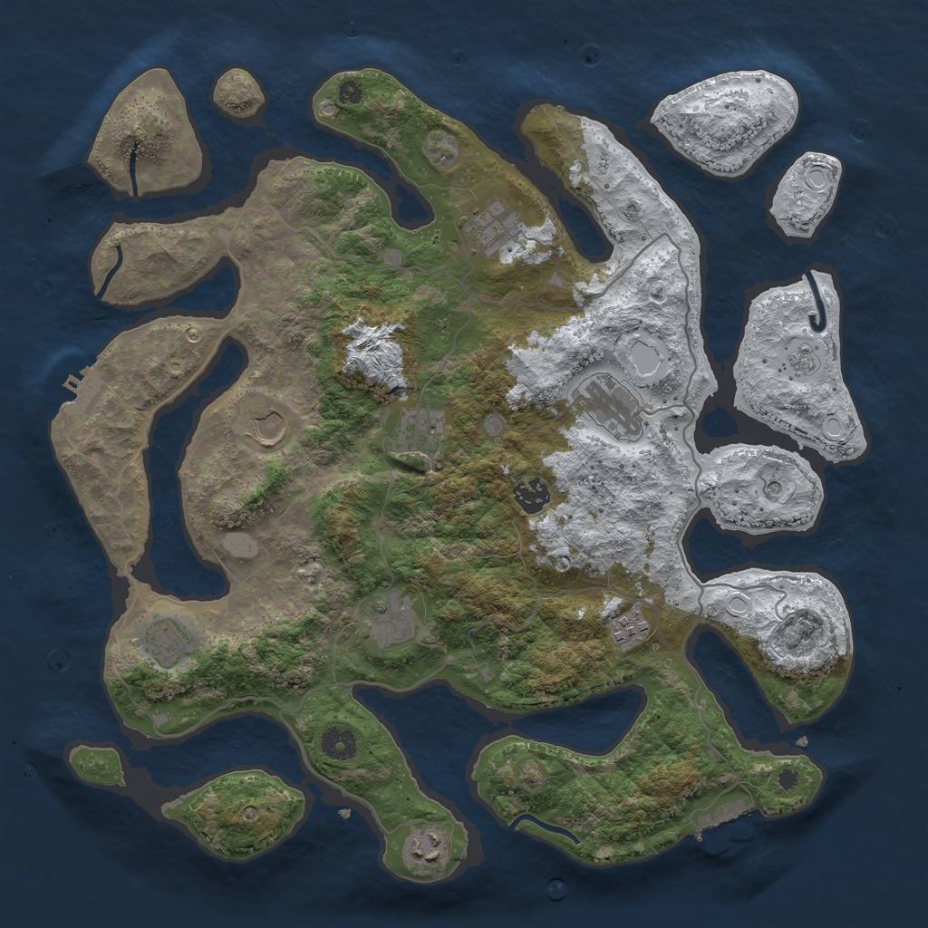 Rust Map: Procedural Map, Size: 4000, Seed: 634534, 18 Monuments