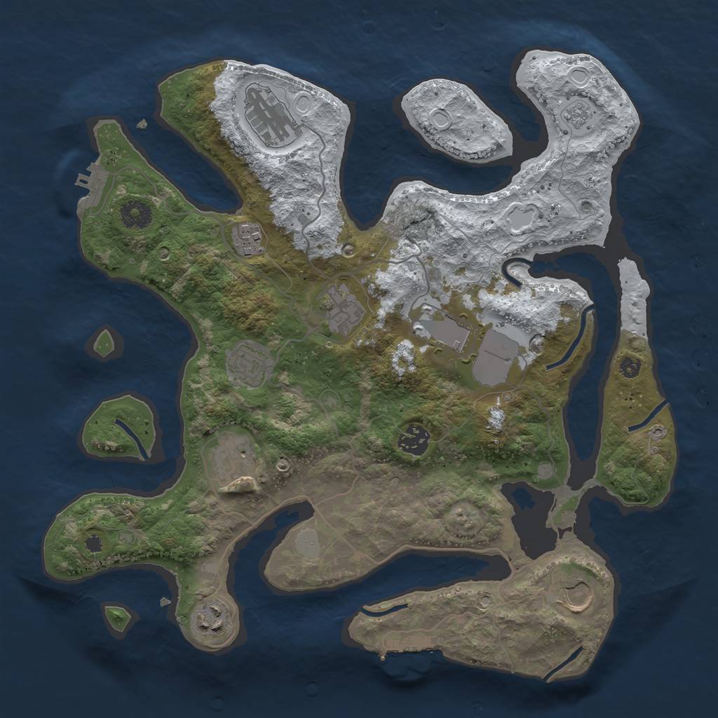 Rust Map: Procedural Map, Size: 3500, Seed: 2521230, 17 Monuments