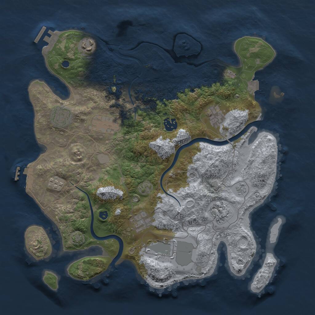 Rust Map: Procedural Map, Size: 3500, Seed: 501768770, 15 Monuments