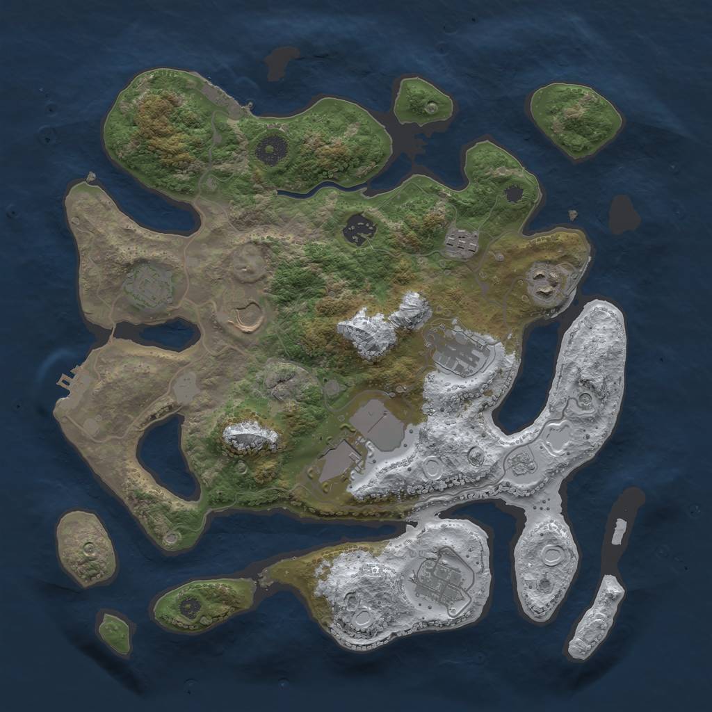 Rust Map: Procedural Map, Size: 3500, Seed: 501768770, 17 Monuments