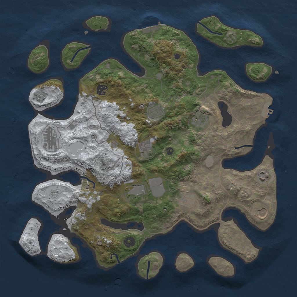 Rust Map: Procedural Map, Size: 4000, Seed: 361285873, 19 Monuments