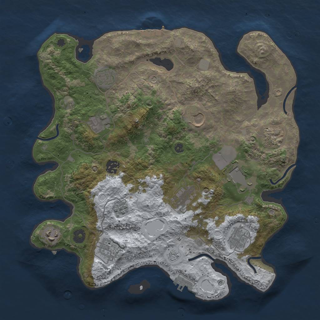 Rust Map: Procedural Map, Size: 3500, Seed: 239926460, 20 Monuments