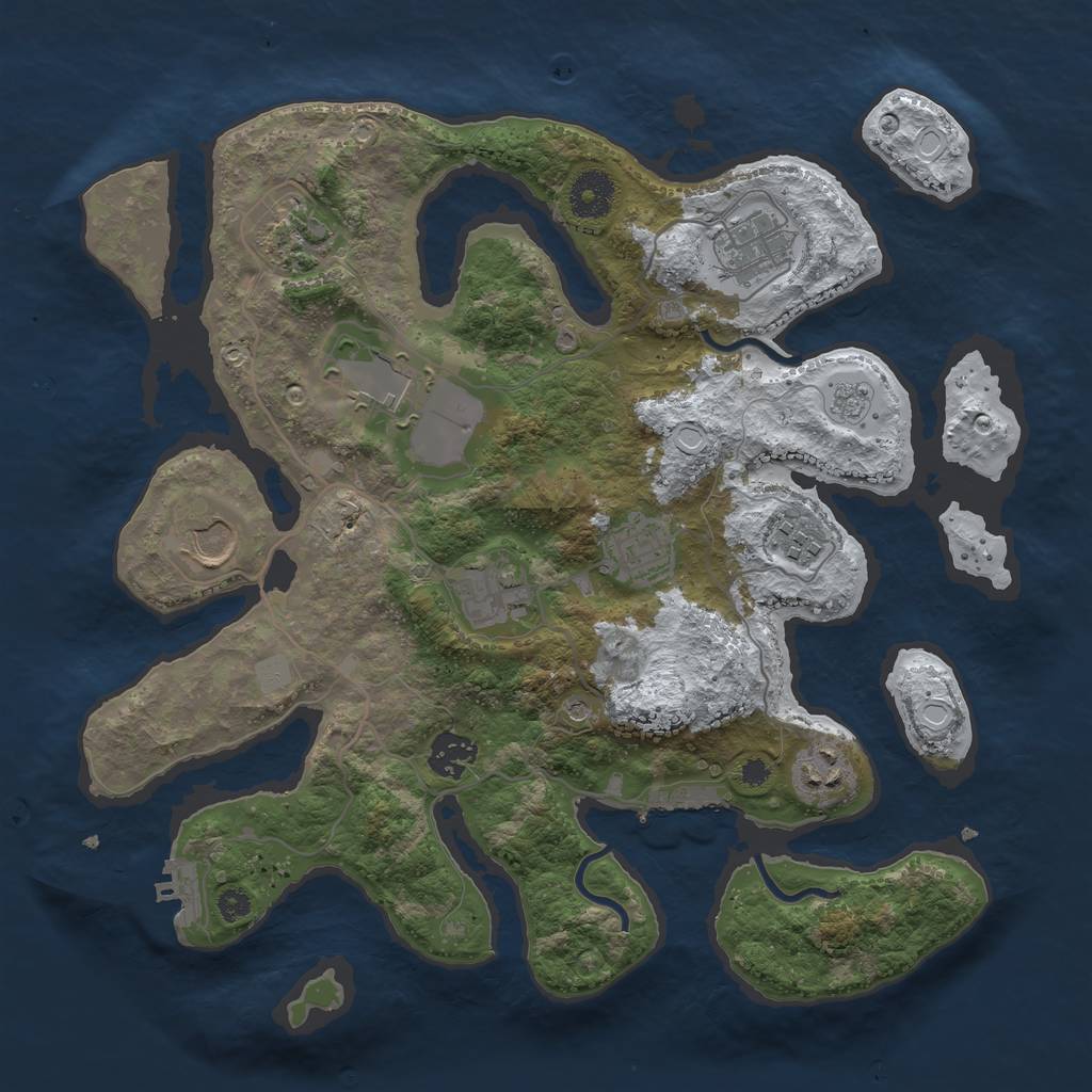 Rust Map: Procedural Map, Size: 3500, Seed: 878769, 18 Monuments