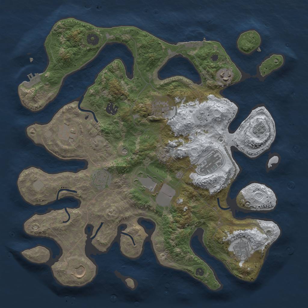 Rust Map: Procedural Map, Size: 3750, Seed: 1034690261, 19 Monuments
