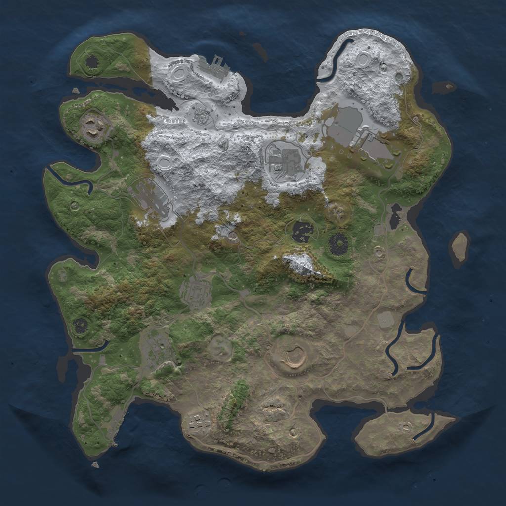Rust Map: Procedural Map, Size: 3500, Seed: 42069133, 18 Monuments