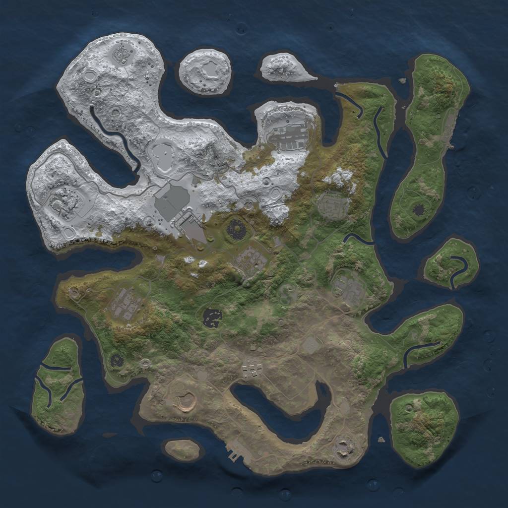 Rust Map: Procedural Map, Size: 3850, Seed: 1063196253, 20 Monuments