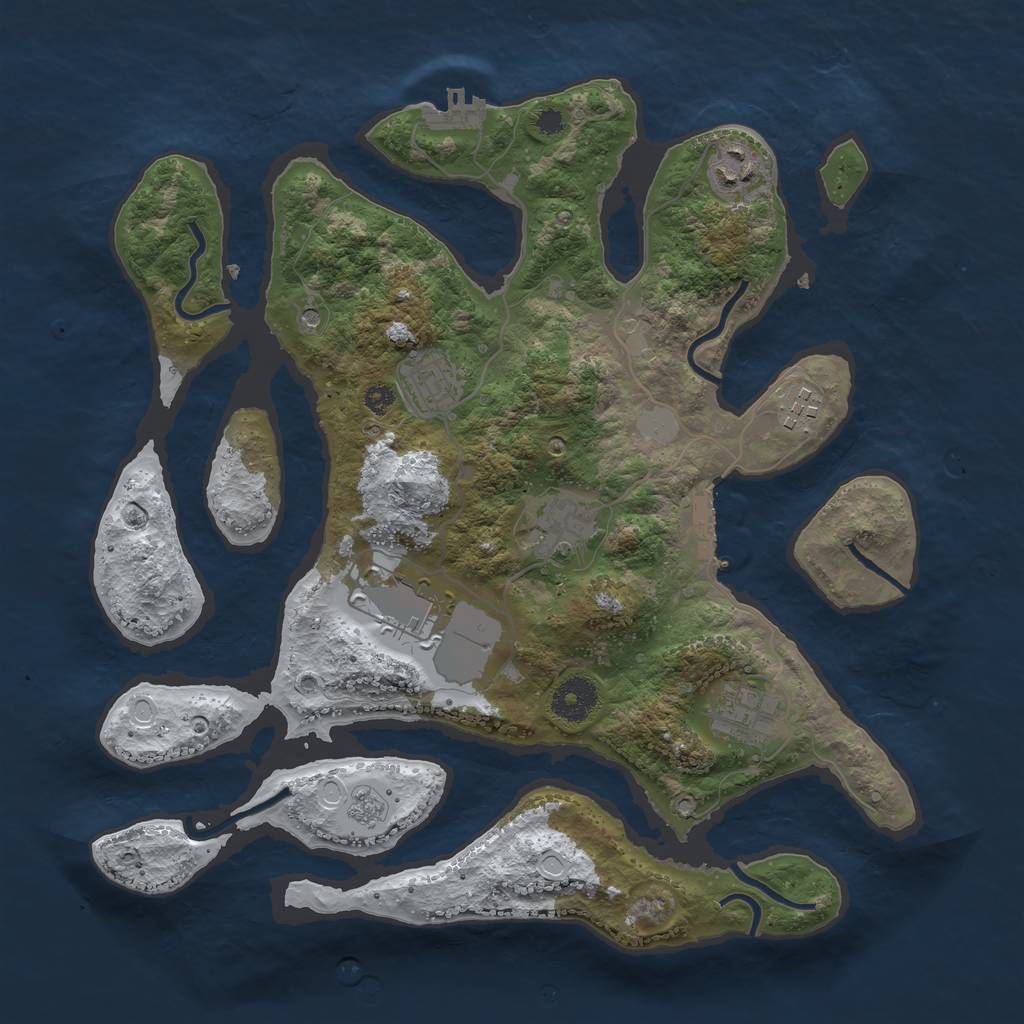 Rust Map: Procedural Map, Size: 3500, Seed: 2521229, 15 Monuments