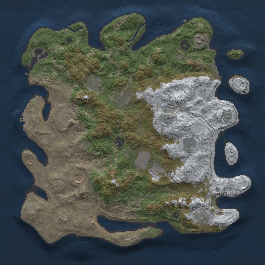 Rust Map: Procedural Map, Size: 4000, Seed: 1240193005, 20 Monuments