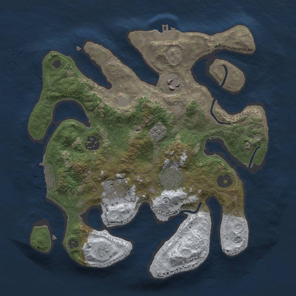 Rust Map: Procedural Map, Size: 3000, Seed: 124986777, 13 Monuments